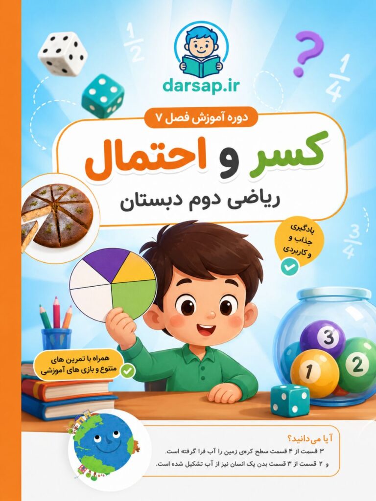 دوره آموزش فصل هفتم ریاضی دوم دبستان (کسر و احتمال)