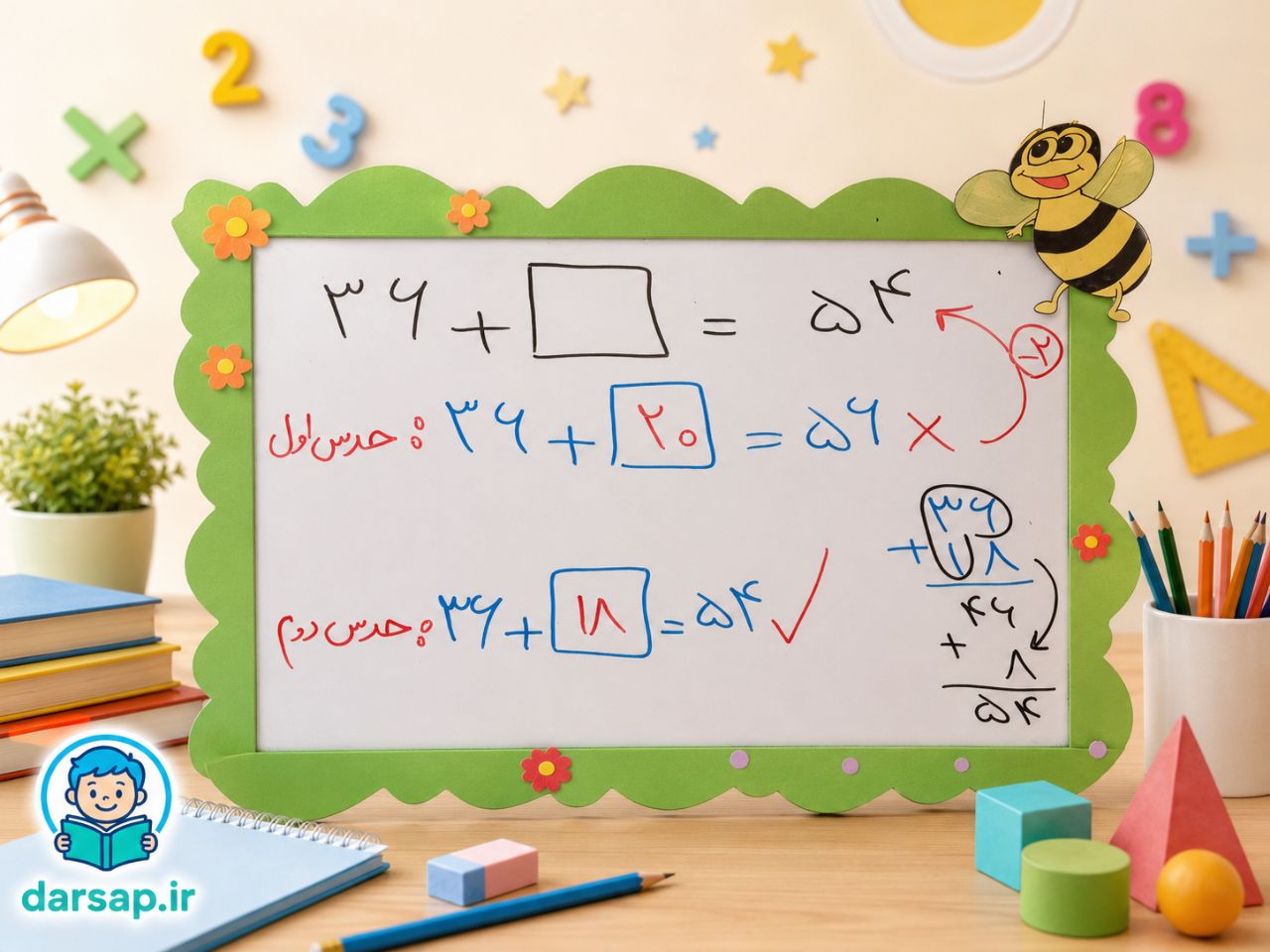 1. جمع حدس و آزمایش کلاس دوم مثال اول