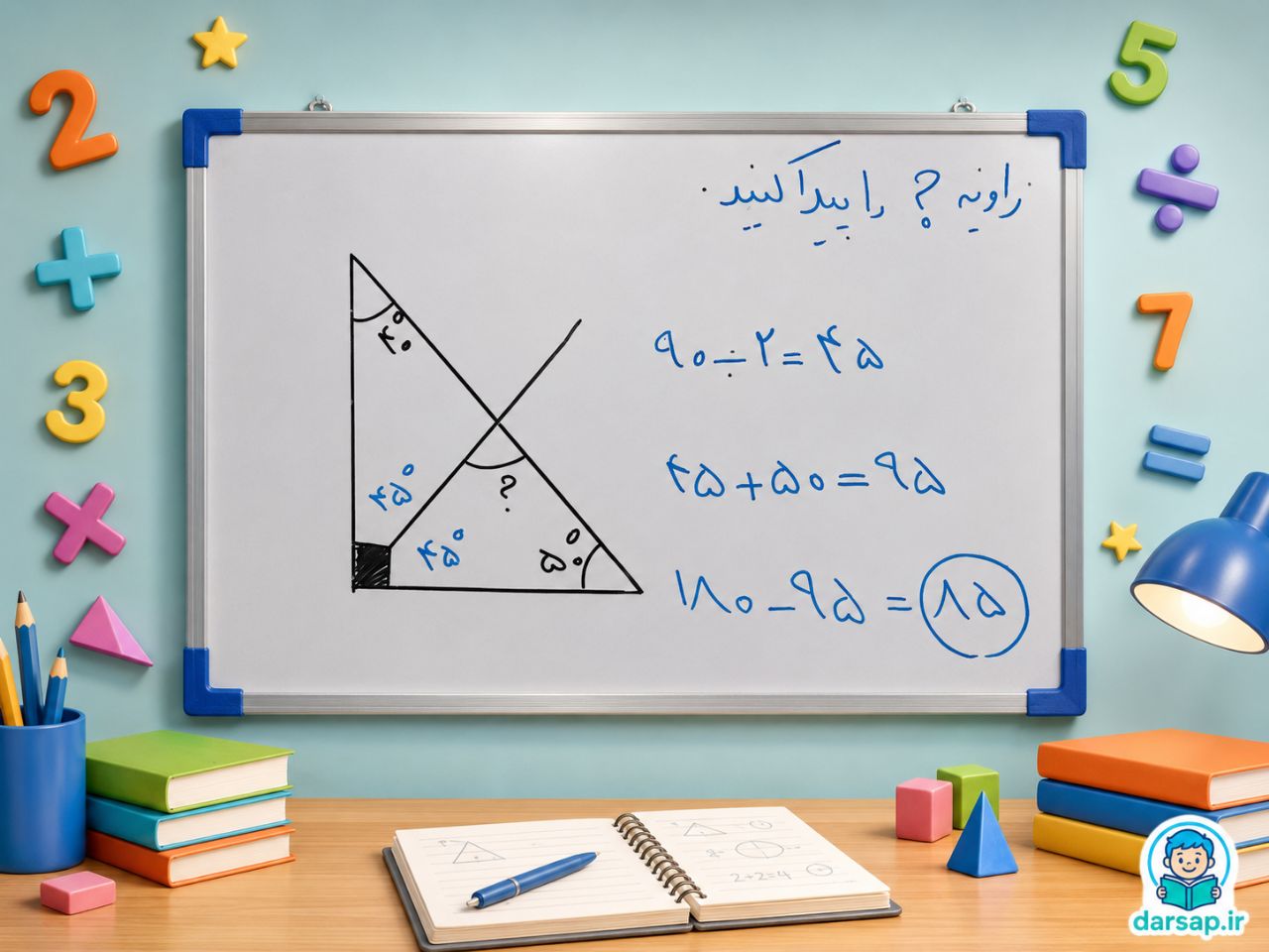 پیدا کردن زاویه داخلی مثلث